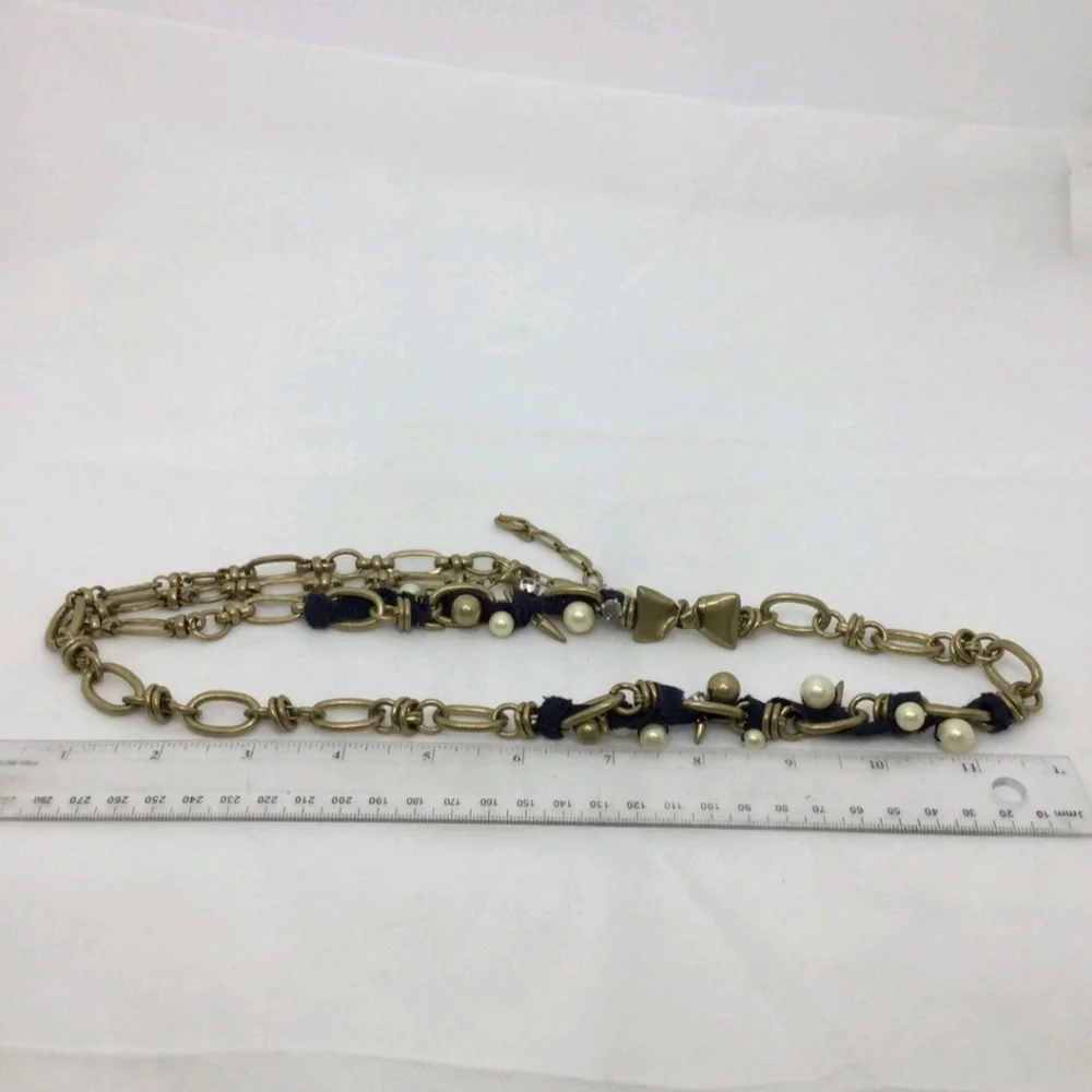 Stella & Dot Faux Pearl Bow Accent Long Chain Necklace NWOT 18" - Picture 5 of 5